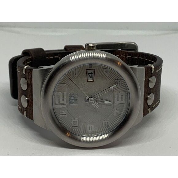 FRYE FR00004-02 Men's Brown Leather Analog Cream Dial Quartz Wrist Watch LW8 - Picture 6 of 12